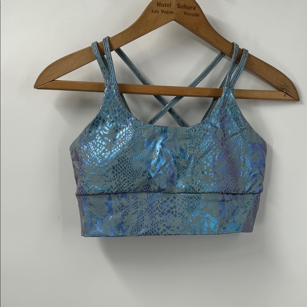Flex it Pink Leopard and Blue Women's Sports Bras - Picture 6 of 8